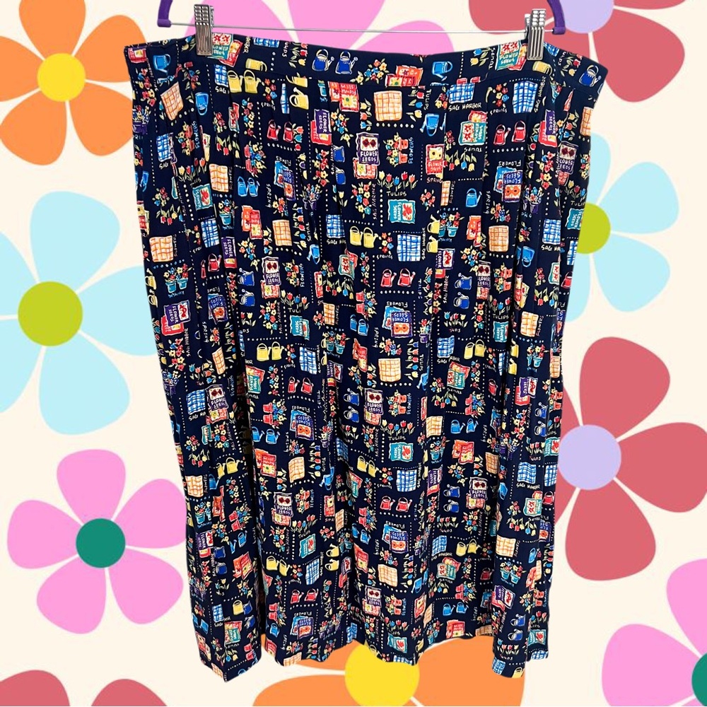 Vintage Sag Harbor spring garden seeds navy skirt